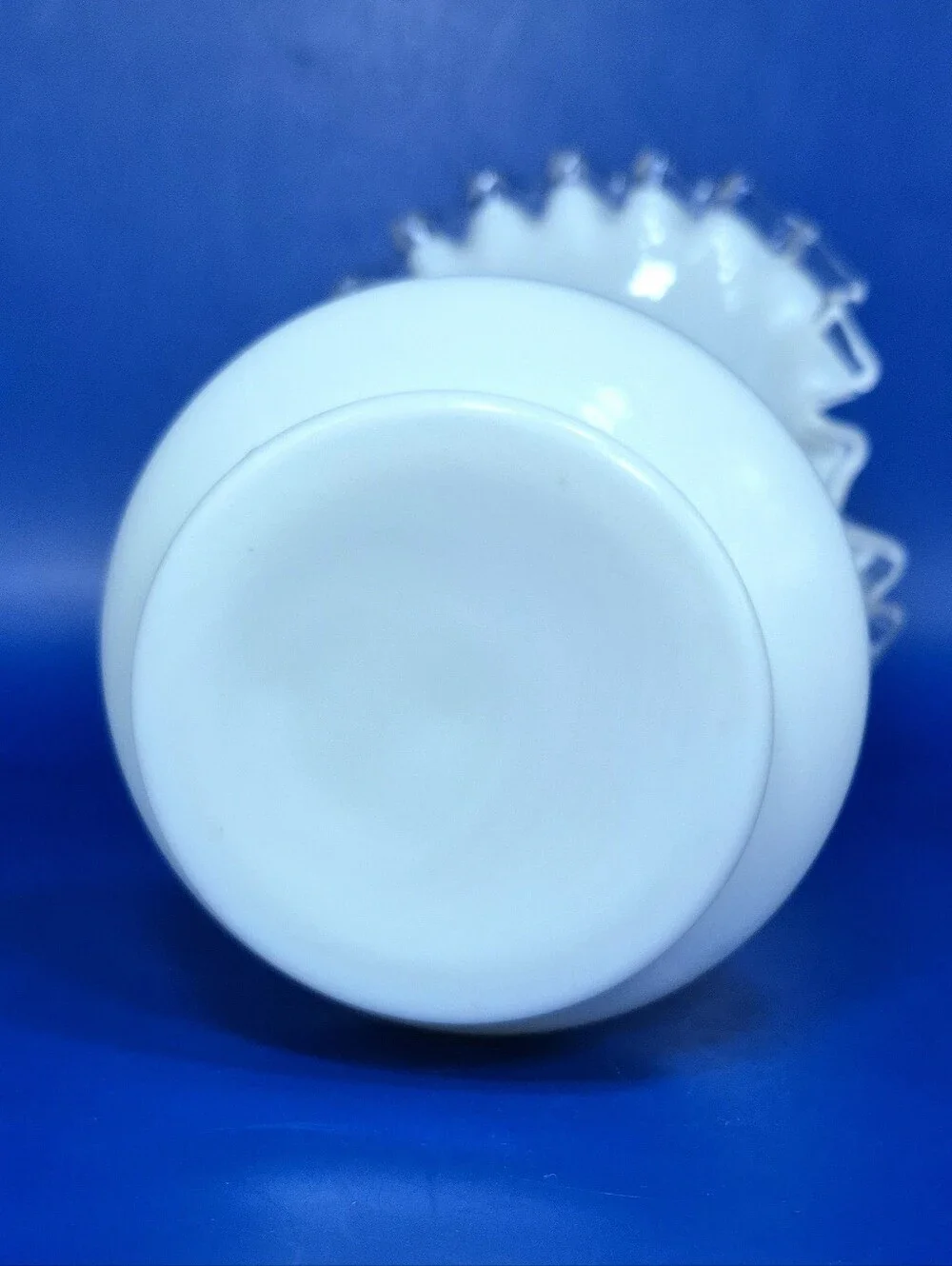 Vintage Fenton Silver Crest Milk Glass Ruffled Vase
